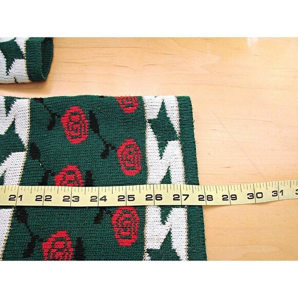 Vintage Lambelle Green Bright Floral Hat Design Tunic Sweater Wool Blend Sz M - Picture 8 of 12